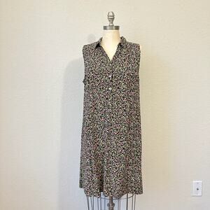 J.JILL Shirt Dress Multicolor Ditsy Floral Sleeveless Boho